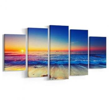 Impresión sobre Lienzo Puesta de Sol en el Mar, Poliéster Multicolor 100x3x60 cm