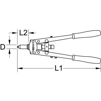 Pinza para remaches KS Tools 150.9625, 315 mm, herramienta de sujeción y unión, fabricada en acero de alta resistencia, diseño ergonómico para mayor comodidad, adecuada para trabajos en metal y plástico