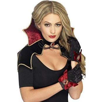 Smiffy's-43006 Kit de vampiresa de Fever, con Capa, Cuello y Guantes, Color Negro, No es Applicable