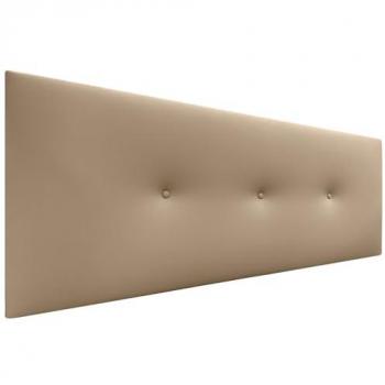 Cabecero de Polipiel Liso Acolchado con Botones en Marrón Claro, 135x50cm para Camas 120/135/140 - Diseño Moderno y Elegante