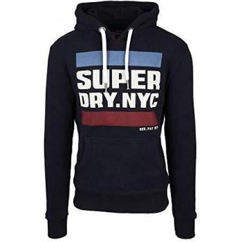 Superdry NYC Tab Hood - Sudadera con capucha, talla M, color azul marino