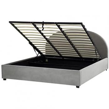 Cama con Almacenaje Otomana de Terciopelo Gris Claro 180 x 200 cm Diseño Minimalista Retro Vaucluse