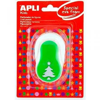 APLI Kids 13303-Perforadora papel y goma EVA árbol Navidad 25,4 mm