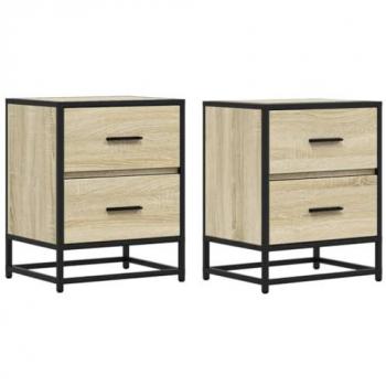 Mesitas de Noche 2 uds Madera Ingeniería Roble Sonoma 40x31x50 cm Marrón