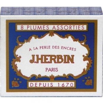 J.Herbin 25200T - Caja de metal con 8 plumas, agrupadas en 2