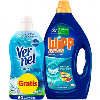 Pack detergente Wipp Gel Limón Liso 37 + Vernel 60 lavados