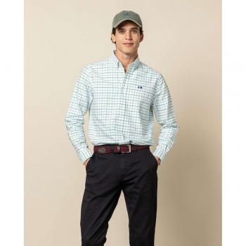Camisa Scotta Bayona blanca cuadros verdes de hombre