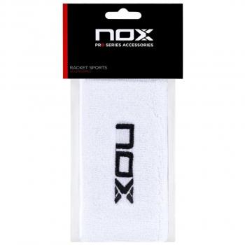 Muñequeras Nox Largas Blanco Logo Negro 2 Unidades