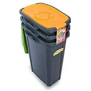Pattumiera Tris Duplast 35L para Recogida Selectiva, 3 Piezas, Compacta y con Tapas de Colores