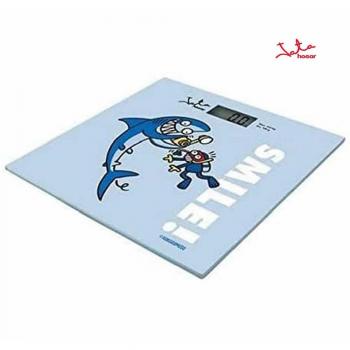 Báscula de Cristal Jata Hogar 295K con diseño de Kukuxumusu. Visor LCD de Gran tamaño. 4 sensores. Alta precisión. Conexión y desconexión automática. Indicador de sobrpeso, Azul