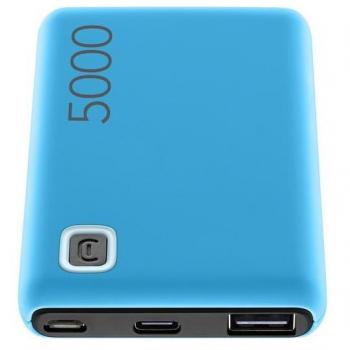 Powerbank CellularLine PBESSENCE5000B, 5000 mAh, Universal, 12 W, USB-A / USB-C MicroUSB, Azul