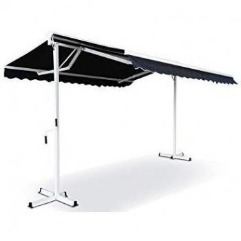 Toldo a dos aguas con caja de 3 x 4 m en aluminio azul marino
