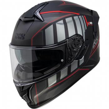iXS Casco Integral 422 FG 2.1 Negro Mate-Rojo con diseño aerodinámico, sistema de ventilación avanzado, interior desmontable y lavable, homologación de seguridad ECE 22.05, visera ajust