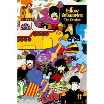 Póster Amarillo Submarino Grupo - The Beatles (61 x 91,5 cm) - Decora Tu Hogar