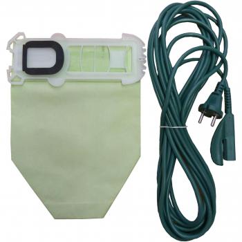 Mister Vac A919 - Bolsas de papel, 12 unidades y cable de alimentación, para aspiradoras Vorwerk Kobold VK 135/136