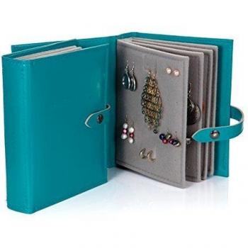 Little Book of Earrings The Original - Joyero con Forma de Libro, 19 x 4 x 14 cm, Color Verde Azulado