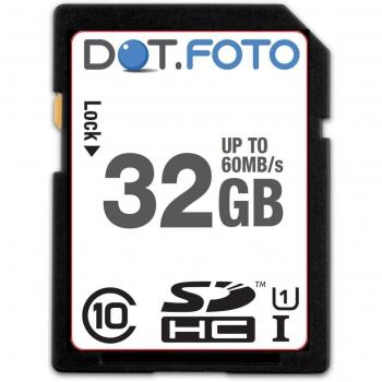Dot.Foto 32Gb SDHC Alta Velocidad 60MB/s Clase 10 UHS-1 Tarjeta de Memoria para Olympus X-43, X-940, X-960, X-990, XZ-1, XZ-2, XZ-10