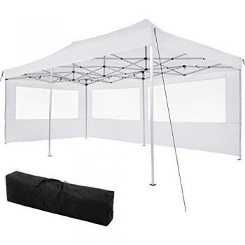 Tectake - Carpa Viola 3 x 6 m con 2 paneles laterales, estructura robusta y ligera, regulable en cuatro alturas, dos paneles laterales con ventanas, cenador de jardín con piquetas, car