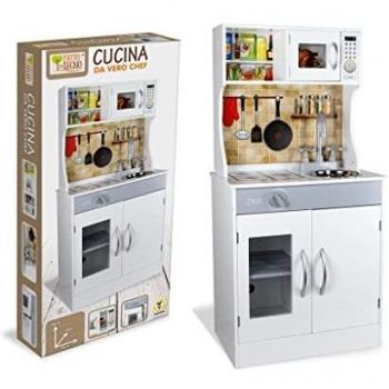 Teorema 40619 - Cocina de Madera con 4 Fuegos, microondas y dispensador