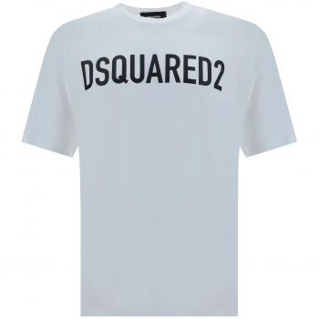 Dsquared2 Men's Logo Cotton T-Shirt - White, Size XL, Color 100, Loose Fit