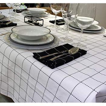 Mantel Rectangular de Algodón 100% Blanco 150 x 300 cm Sin Servilletas