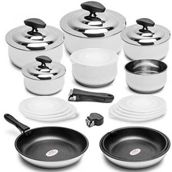 Callaway Frankfurt Batería Cocina Inducción, Asa Extraíble, 24 Pzas, Acero Inoxidable, Antiadherente