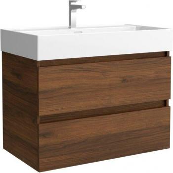 Mueble de baño Bequia con Lavabo Roma 80cm, color Nogal, dimensiones 80x45x66 cm