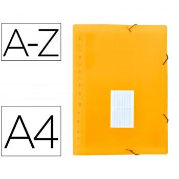 Carpeta clasificadora con fuelle Liderpapel, tamaño DIN A4, fabricada en polipropileno, con 13 compartimentos y color naranja flúor opaco