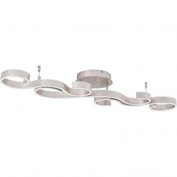Plafón LED Lucande Admira de 101 cm en níquel, lámpara de techo gris hecha de metal para salón y comedor, con 1 llama