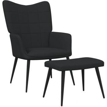 Sillón Relax con Otomana 62x68,5x96 cm Negro en Tela