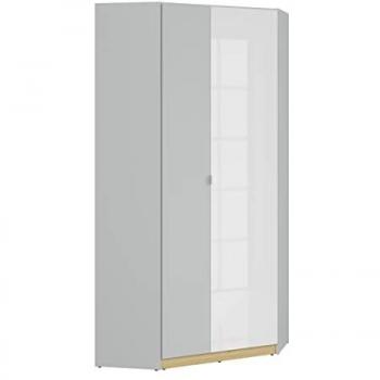 Armario de esquina 2 puertas estratificado gris y blanco 93x200x93cm