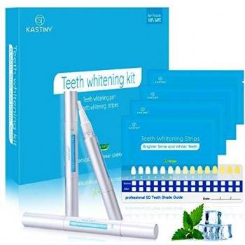 Blanqueador Dental, Kastiny 56 Tiras Blanqueadoras Dientes con 3 Gel de Blanqueamiento No Sensible, Teeth Whitening Kit Pen White Strips Cuidado Dental Casero para Dientes Blancos, Beautiful Smile