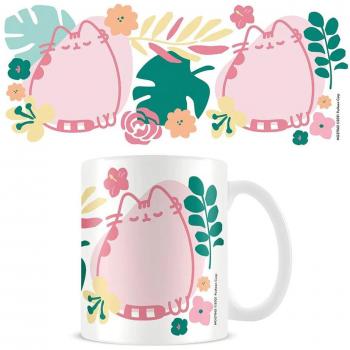 Taza Pusheen Tropical con diseño de Pusheen en estilo tropical, cerámica de alta calidad, capacidad de 350 ml, apta para microondas y lavavajillas