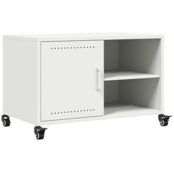 Mueble de TV acero blanco 68x39x43,5 cm, Soporte de TV, Armario Auxiliar, Armario para Equipos de música, Armario de TV
