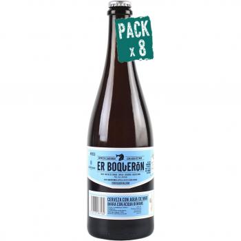 Pack 8 Cervezas artesanal premium Er Boquerón, botella de 75 cl, elaborada con agua de mar, con personalidad e inconfundible sabor