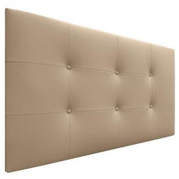 Cabecero Acolchado Capitone 110x60cm de Polipiel Marrón Claro con 8cm de Grosor para Camas Individuales y Matrimonio