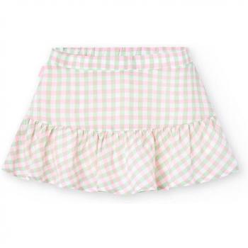 Falda de bebé niña con estampado de cuadros y volante