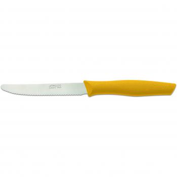 Arcos Serie Nova, Cuchillo Mesa, Hoja Serrada de Acero Inoxidable de 110 mm, Mango de Polipropileno Color Amarillo