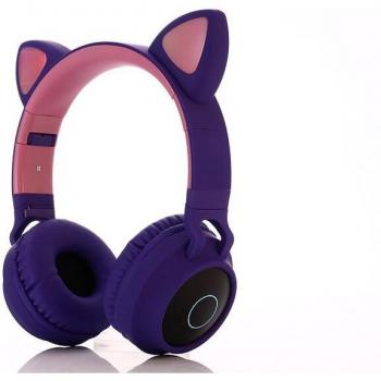 Auriculares Bluetooth 5.0 con Cancelación de Ruido y LED en Forma de Orejas de Gato, Compatibles con Tarjeta TF y Conector de 3.5mm, Incluyen Micrófono para Niños y Jó