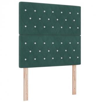 Cabecero LED Argyle Verde Oscuro 100 cm Terciopelo con Luces de Tira LED