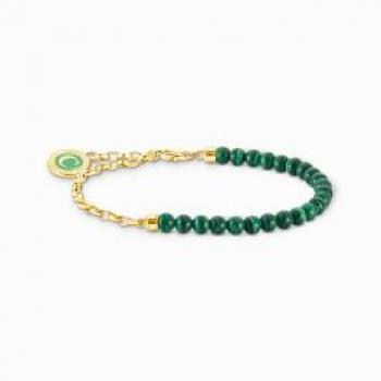 Charmista Green Sterling Silver Gold Plated Stone Bracelet A2130-140-6 / Size 14 - 17 cm