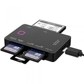 USB 3.0 Multi Lector de Tarjetas 7 en 1 | Lector Externo de Tarjetas superrápido | Lectura paralela de Varias Tarjetas de Memoria | Plug & Play | Mac y PC | Card Reader para | Potente LED |