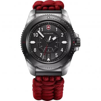 Victorinox Journey 1884 Limited Edition Men's Quartz Diver's Watch with Black Dial, Red Paracord Strap, Stainless Steel Case, and Gift Set