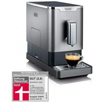 SEVERIN KV 8090 Superautomática con Molinillo para granos de café, diseño delgado, ultracompacto Modo Eco gris/negro