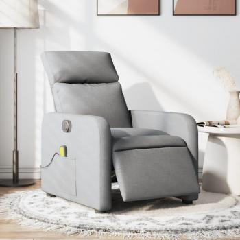 Sillón reclinable de masaje eléctrico en tela gris claro, gris oscuro y negro - vidaXL
