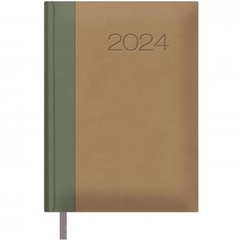 Agenda Dohe Orleans Anual Día Página Cubierta Polipiel Encuadernación Cosida Sábado y Domingo Misma Página Tamaño 14x20cm Color Camel/Verde