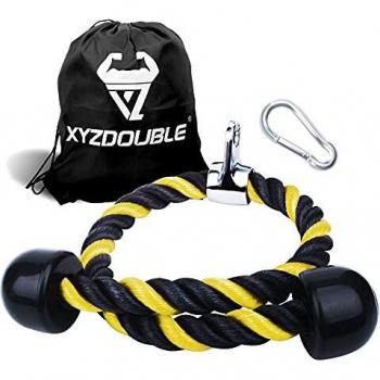 XYZDOUBLE Cuerda Tríceps Accesorio para Cable de tracción hacia Abajo con tríceps y bíceps Multi Gym Nylon Manijas Antideslizantes - Dorsal, Biceps, Triceps, Gimnasio o Hogar-Azul 90cm