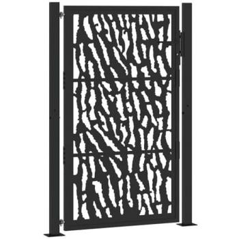 Black Steel Garden Gate 105x155 cm with Trace Design
