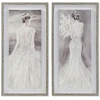 Cuadro DKD Home Decor 40 x 3,8 x 80 cm Mujer Romántico (2 Unidades)