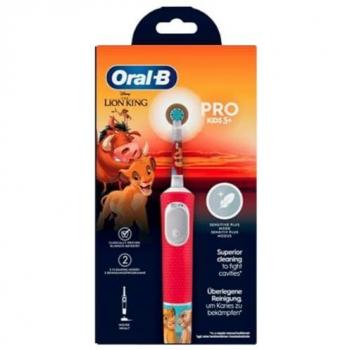 ORAL-B PRO KIDS CEPILLO DENTAL ELÉCTRICO RECARGABLE INFANTIL REY LEÓN, para niños a partir de 3 años, incluye modo Sensitiv+, cerdas extrasuaves, 1 cabe